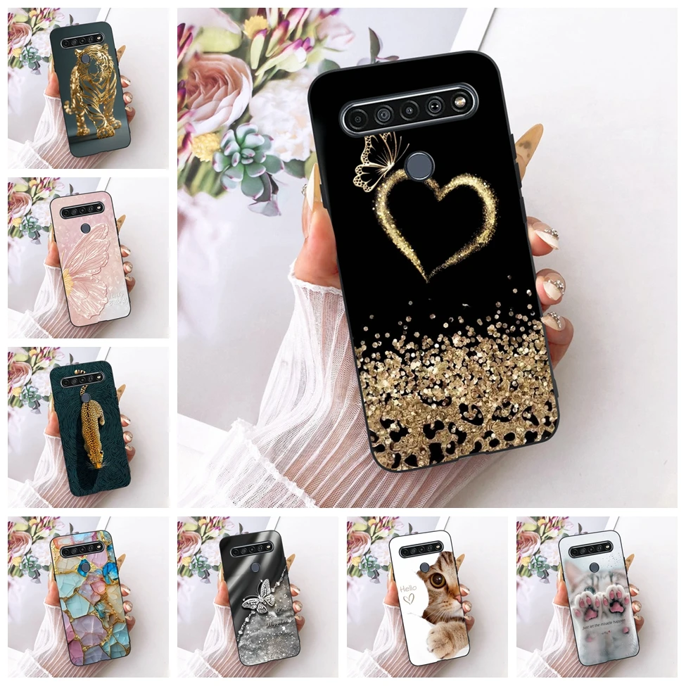 Funda para LG K41S 2020, Funda de silicona LM-K410 con diseño de gato, flores de lujo, Funda suave pintada para LG K51S 2020 LM-K510