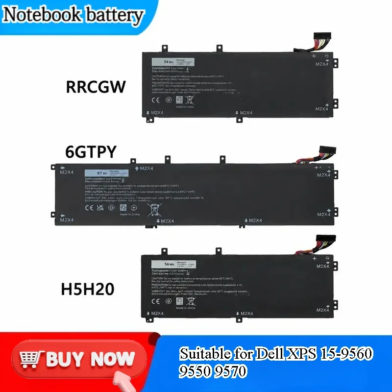 for XPS 15 9560 9550 9570 7590 Laptop Battery 6GTPY RRCGW H5H20 Replacement Notebook Batteries