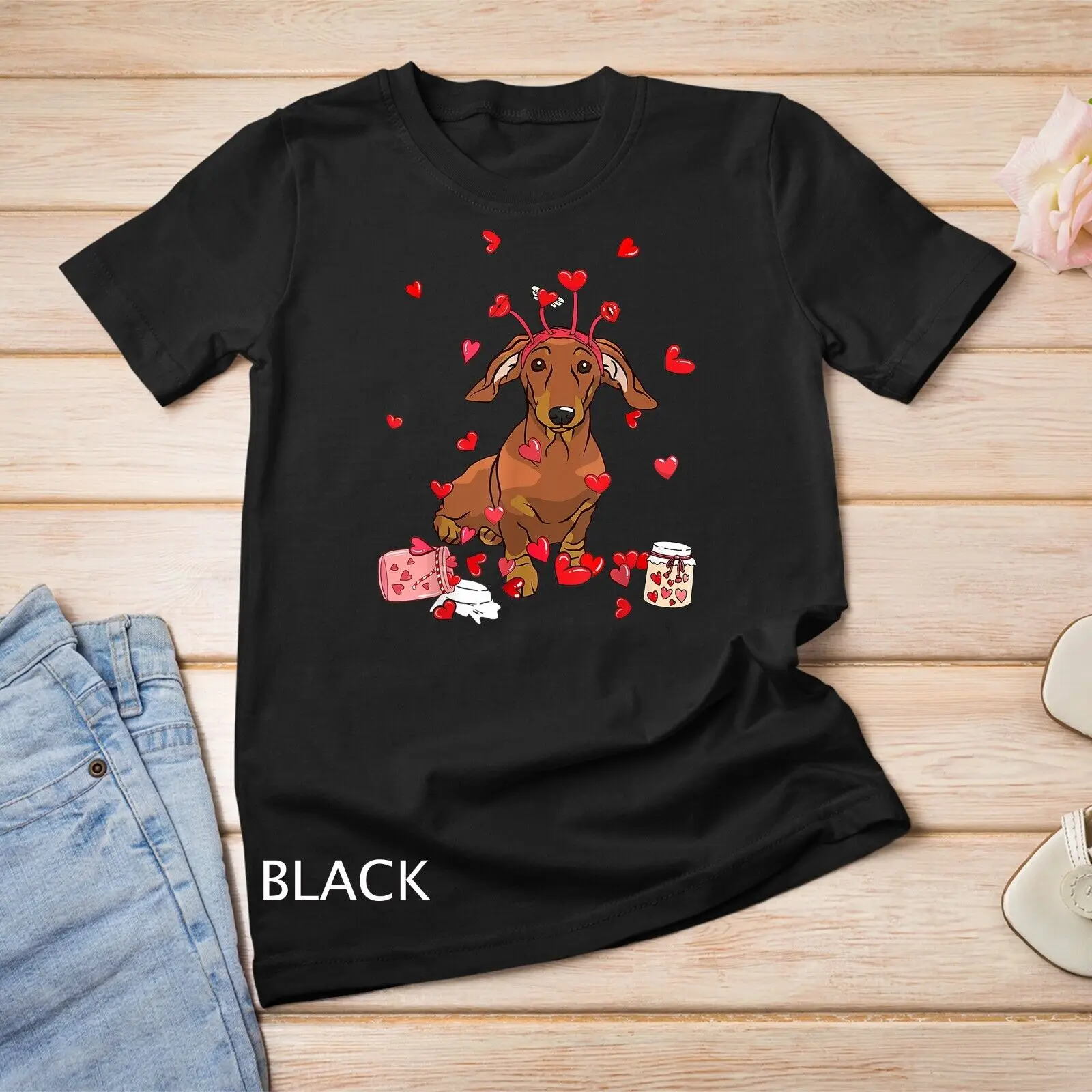 Dog Valentine Gift Cute Dachshund Valentine_s Day T-Shirt Unisex T-shirt