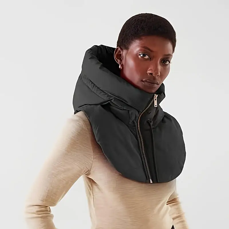 

Ultralight Down Hooded Hats Drawstring Removable Neck Cover Scarf Balaclava Hat Zippper Coat Short Tank Top Women's Hot Sale