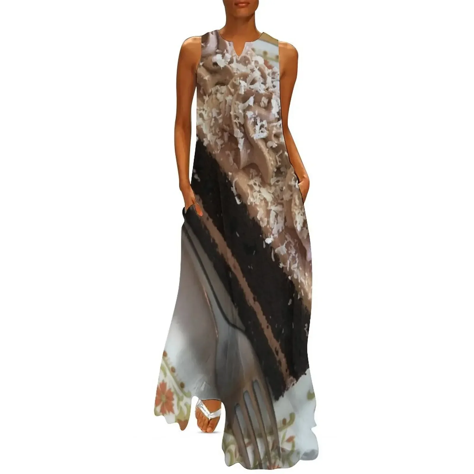 

Slice Of Chocolate Cake Long Dress women's fashion dresses birthday dress summer dress korean women