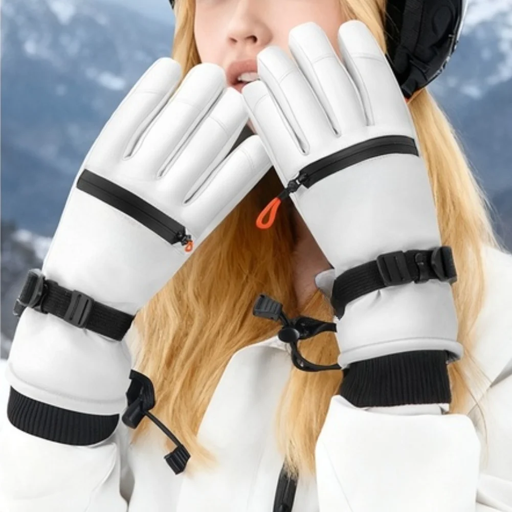 Thermal Gloves Black Ski Gloves Advanced Thermal Insulation Double-layer Waterproofing PU Anti-slip Palm For Skiing