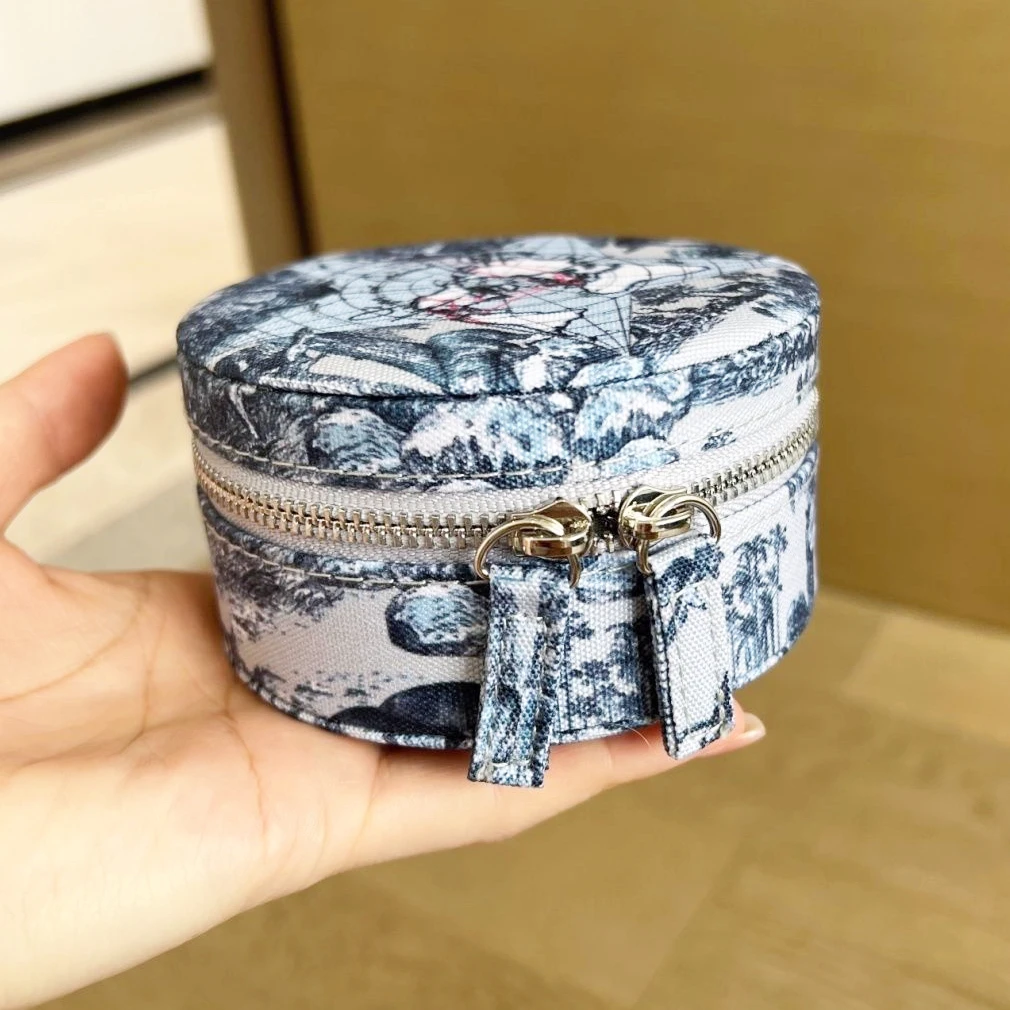 Global Map Pattern Series Round Cute Jewelry Box Storage Box Storage Bag