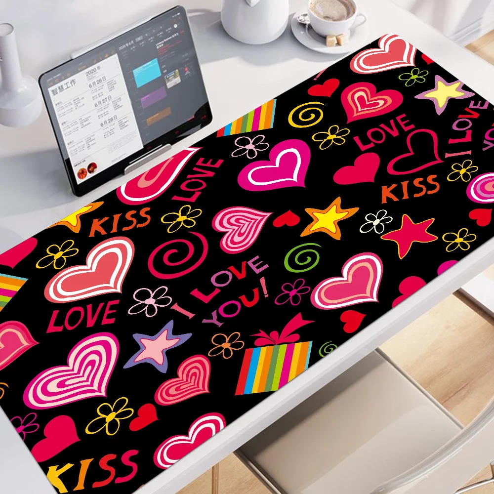 Loving Heart 80x30cm XL Lockedge Thickened Mouse Pad Oversized Gaming Keyboard Notebook Table Mat For Teen Girls Bedroom #3
