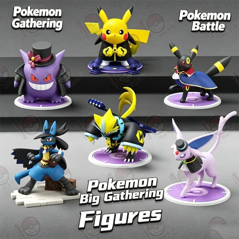 6-styles-pokemon-costume-gathering-series-figures-pika-gengar-umbreon-lucario-zeraora-espeon-collectible-anime-statue-toy-gift