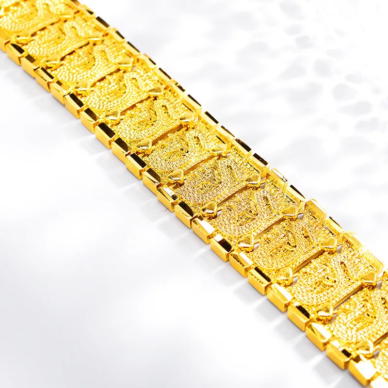 Noble AU999 real gold dragon pattern mens bracelet gold 24k mens domineering watch chain pure gold boss chain wrist chain