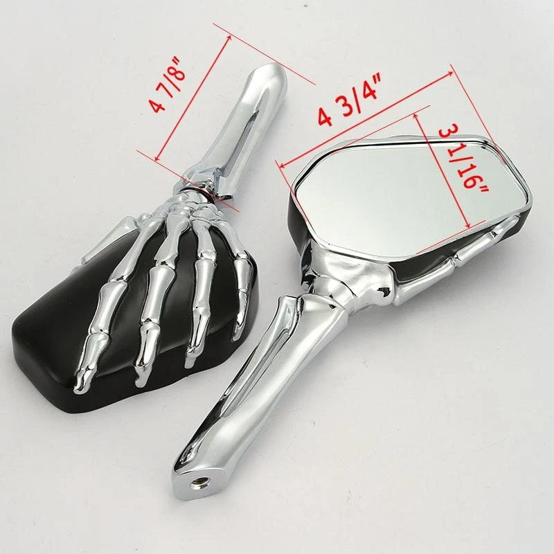 1Pair Universal Motorcycle Skull Hand Mirrors Motorbike Rearview Mirrors For Honda/kawasaki/Suzuki/Yamaha/Victory