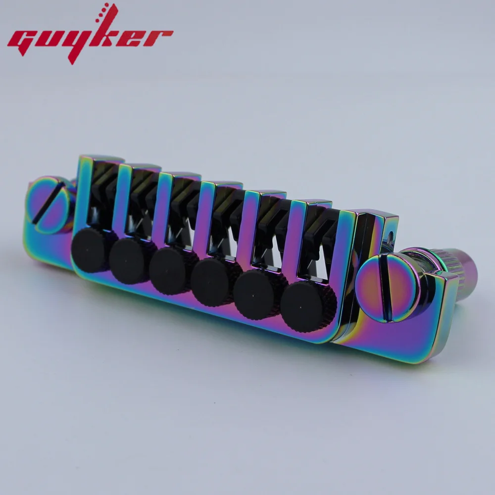 Guyker Guitar Bridge Tailpiece Vintage TP 6 70\'s Bridges With Studs For LP 6 String Electric Guitar Rainbow Chameleon