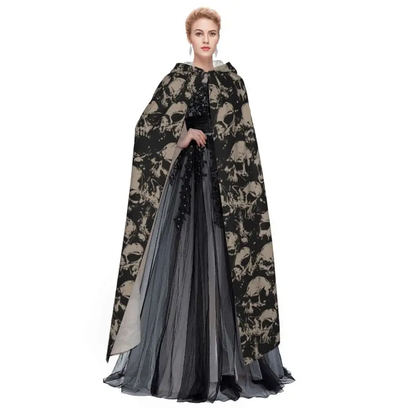 Scary Retro Skull Long Hooded Robe Cloak Men Women Halloween Cosplay Costumes for Adult Cape Cosplay Costumes