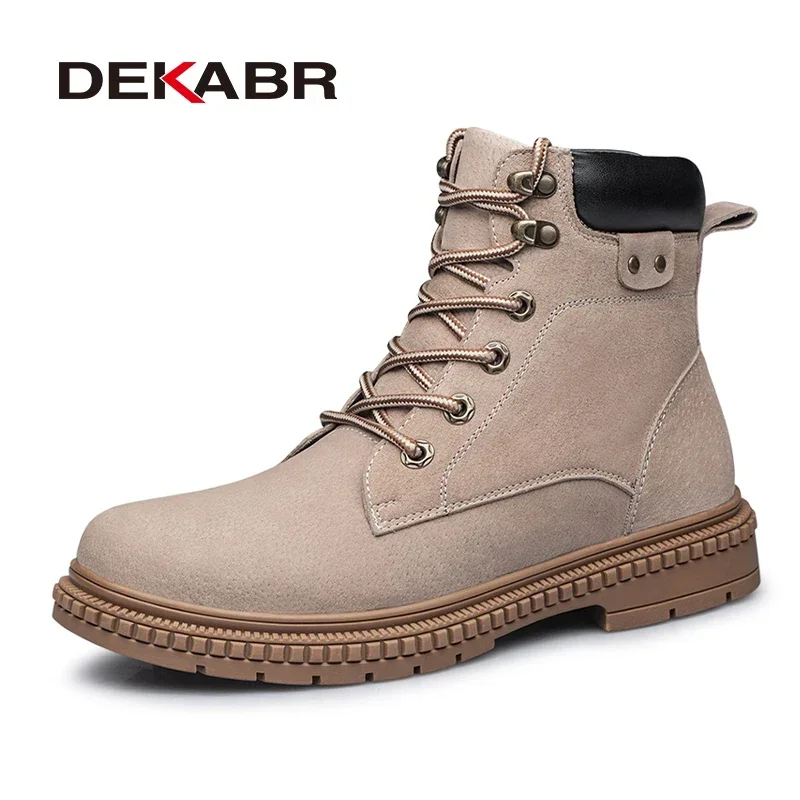 

DEKABR New Men Boots Fashion Autumn Winter Handmade Comfortable Warm Fur Mid Calf Working Boots Casual Shoes For Men