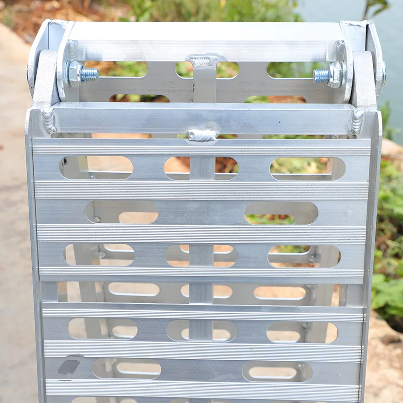 Portable Aluminum Loading Ramp, Foldable Motorbike & Vehicle Access Ramp for Stairway Loading and Unloading