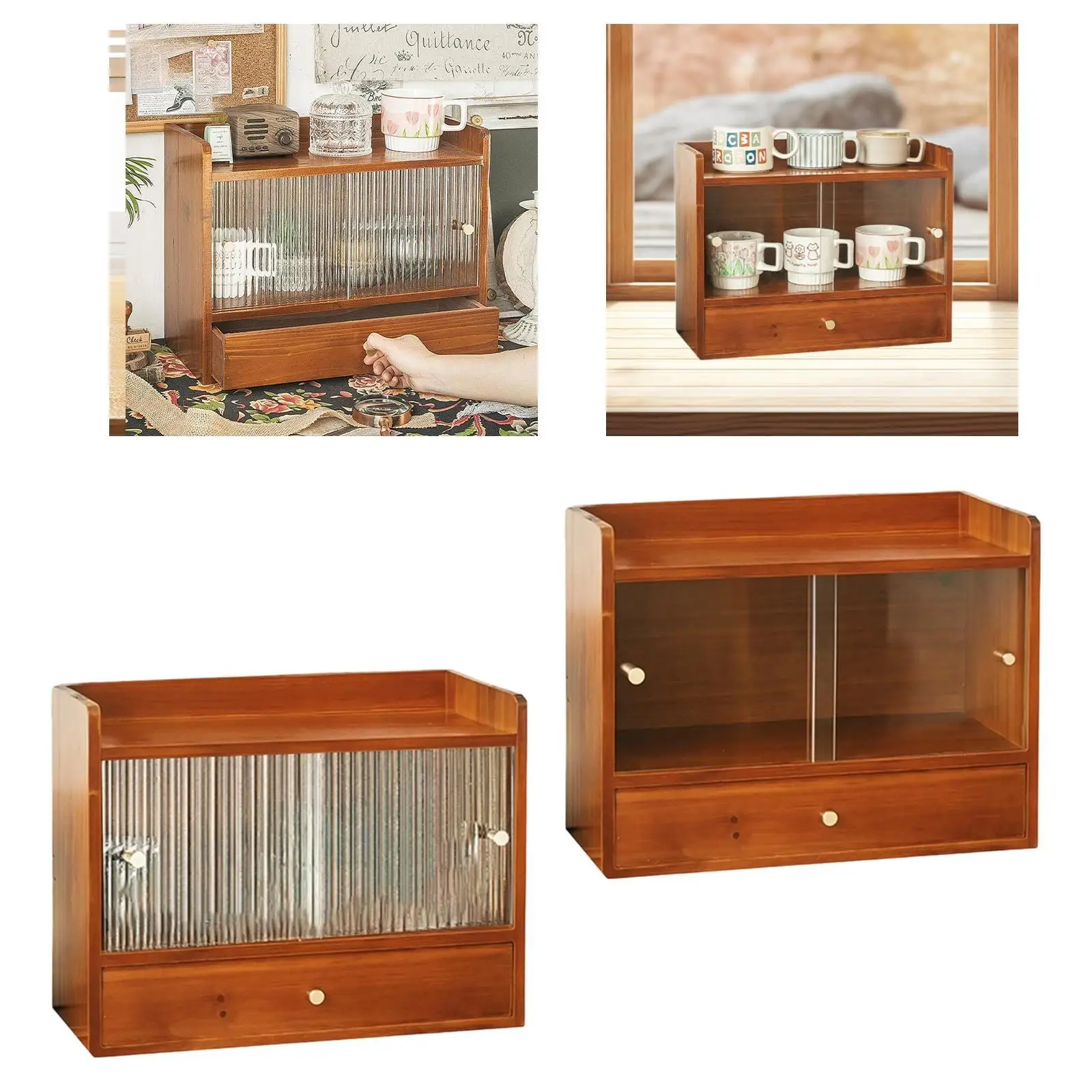 علبة عرض مستحضرات التجميل، مقصورة درج الهدايا الخشبية لحامل أكواب الشاي، رف تخزين للنساء على سطح الطاولة