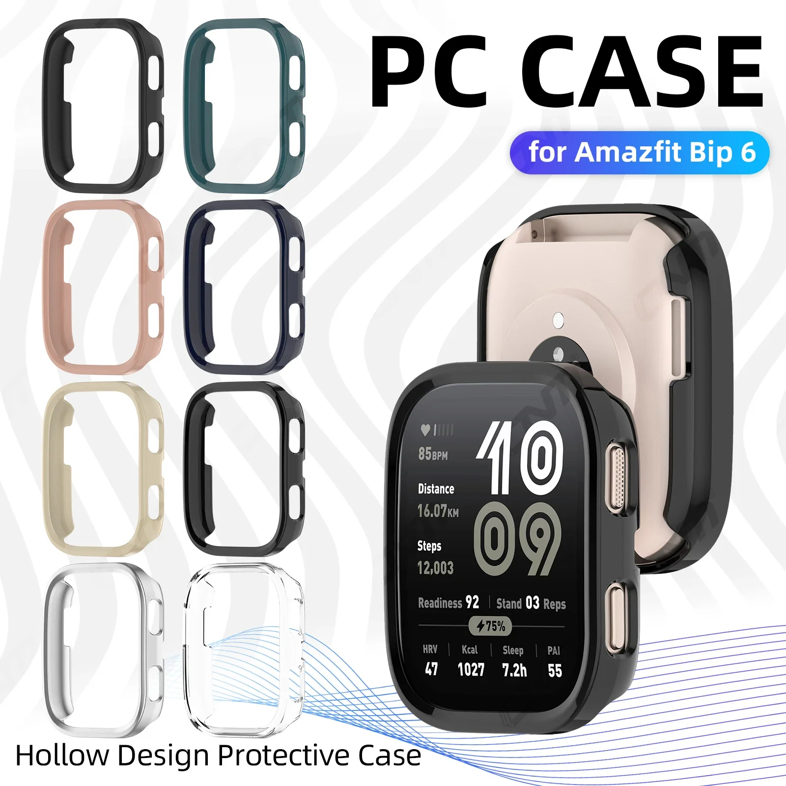 PC Hard Case for Amazfit BIP 6, Shockproof Bumper Shell Protective Cover for Amazfit BIP6 Smartwatch Hollow Out Case Accessories