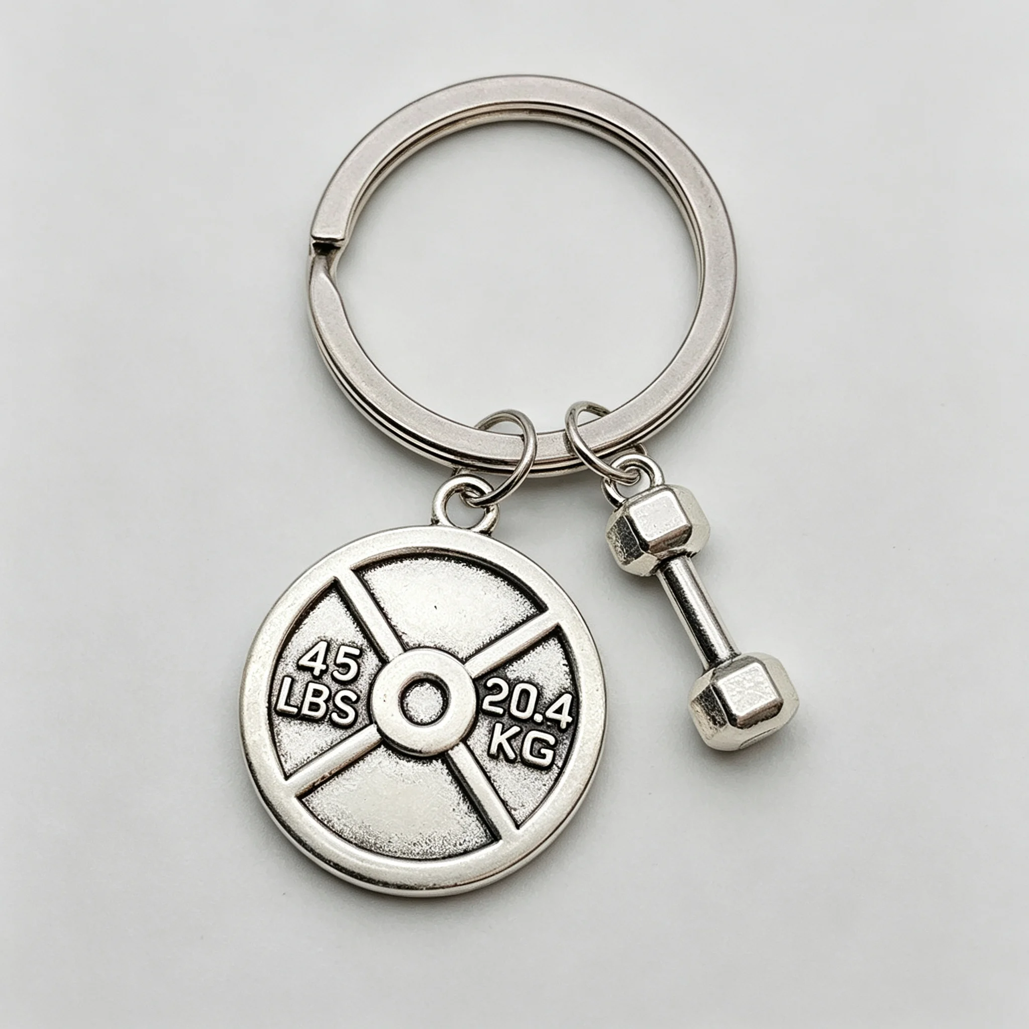 Fitness-Schlüsselanhänger, Metall-Gewichtsscheibe, Kettlebell, Hantel-Anhänger, inspirierender Buchstabenanhänger, Geschenk für Fitnessliebhaber, Schlüsselring für Auto, Tasche, Sport – Detail 3