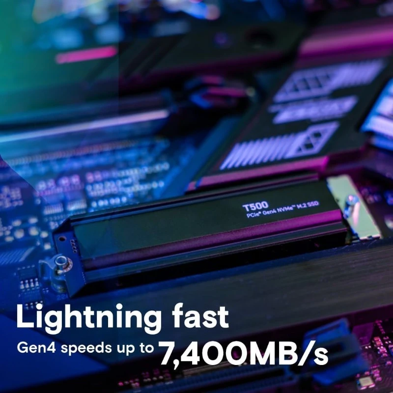 T500 4TB Gen4 NVMe M.2 Internal Gaming SSD with Heatsink, Up to 7000MB/s, 5 Compatible + 1mo Adobe CC All Ap