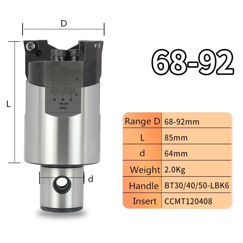 High precision RBH68-92-C Twin-bit Rough  smooth Boring Head cutter used for deep holes, CCMT120408 insert, boring tool