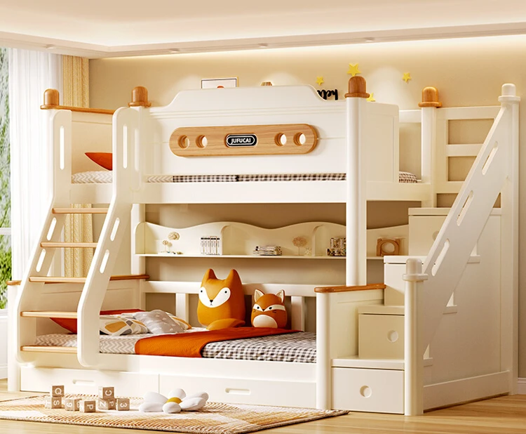 

Solid wood children's bed, small apartment, boy and girl, two-story adult bunk bed, high and low bed, mother and son bed