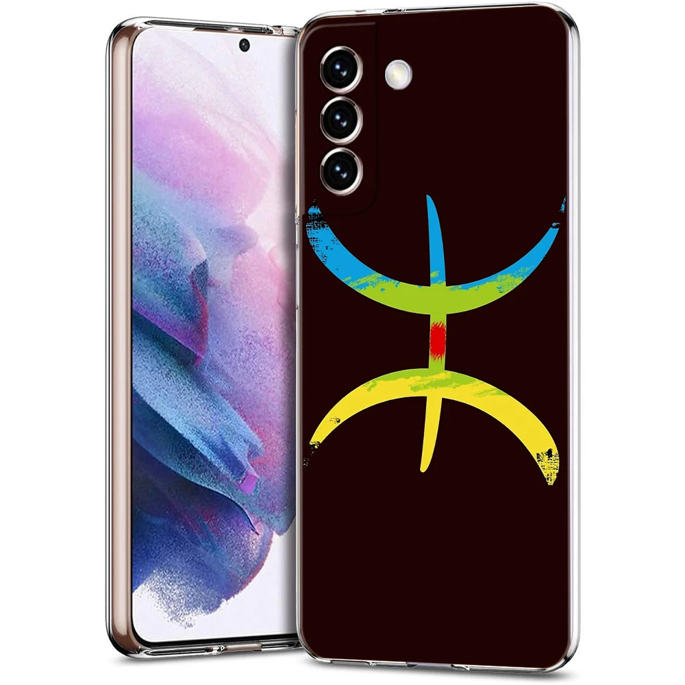 Amazigh Berber Flag Phone Case for Samsung Galaxy S24 S23 S22 S20 S21 FE Ultra S24 S23 S10 S10E S9 S8 Plus 5G Transparent Shell