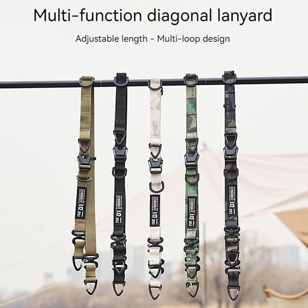 Pasek na ramię Molle do użytku na zewnątrz z kółkiem do zawieszania, wielofunkcyjny pasek do noszenia na skos, regulowany pasek do noszenia na skos