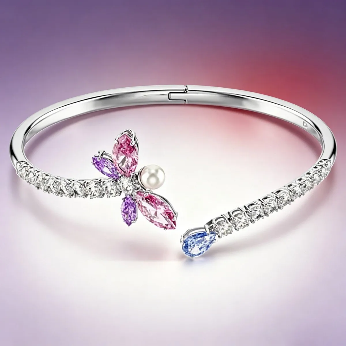Multicolor CZ Flower Dragonfly Jewellery Set for Women
