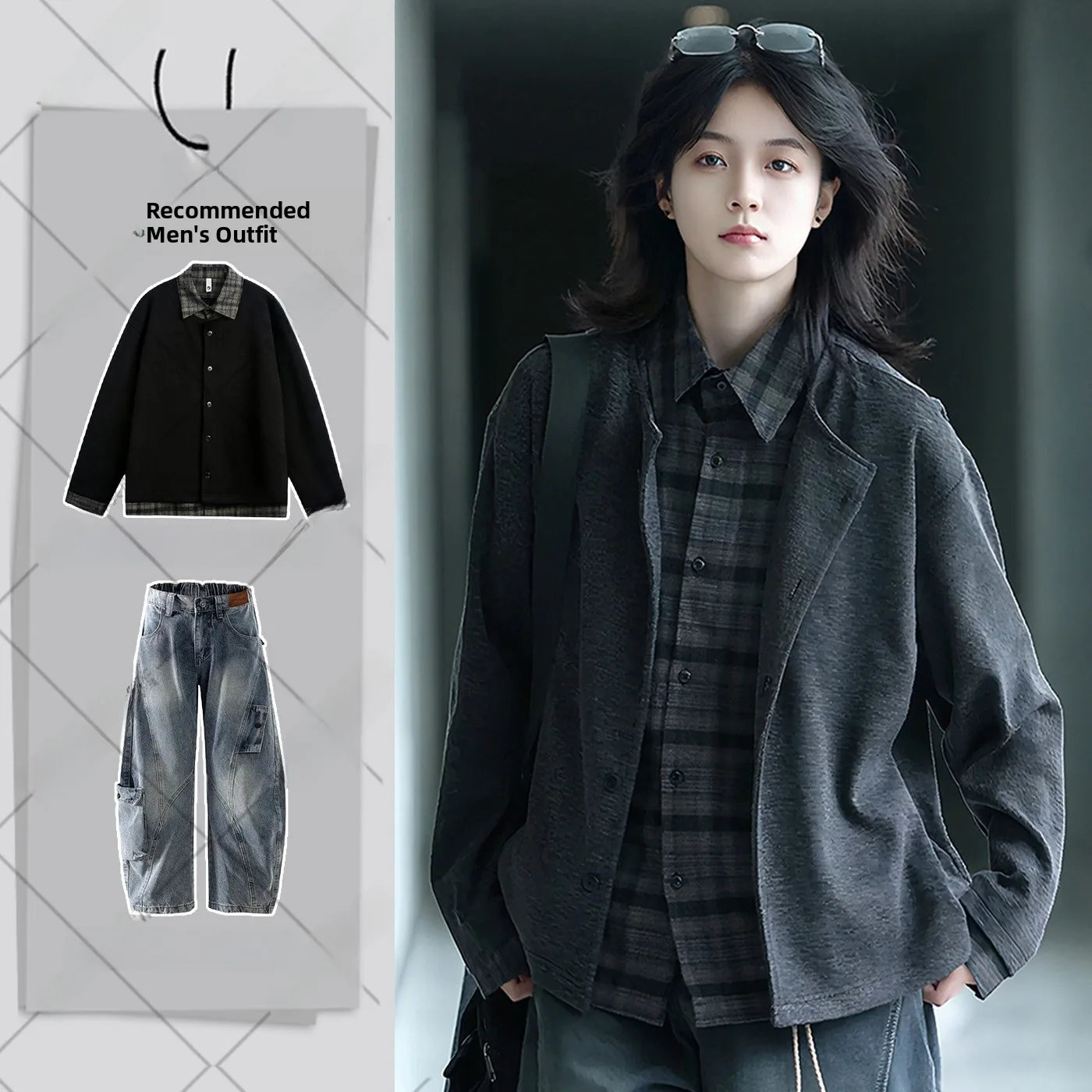 

Knitted Cardigan Jaet Fake Two-Piece irt Collar Splicing Autumn Winter Men's Casual Sle Polyester Fiber Long Sve Swe...