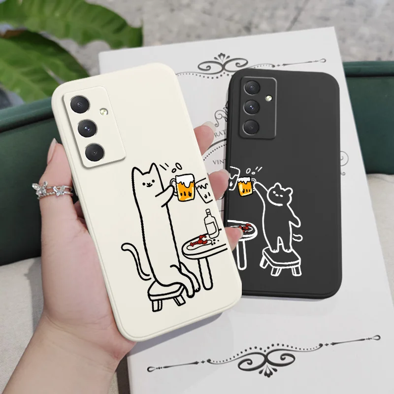 

Drinking Cat Phone Case For Samsung Galaxy A56 A36 A26 A16 A06 A55 A35 A25 A15 A05 A05S A54 A34 A24 A14 A04 A04S A04E 4G 5G Cove