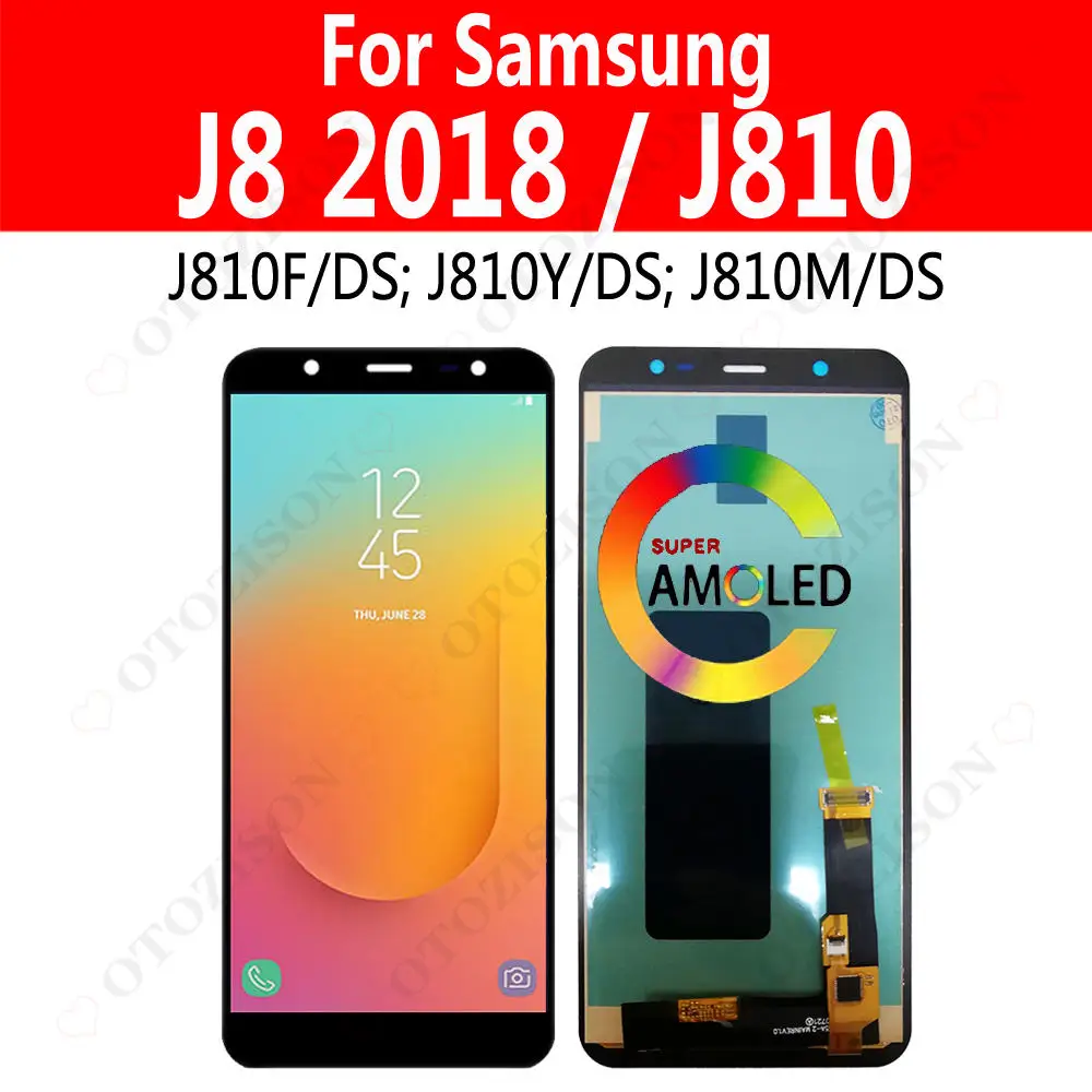 Super AMOLED J810 LCD For SAMSUNG Galaxy J8 2018 Display J810F/DS J810Y J810M LCD Screen Touch Digitizer Assembly Replacement