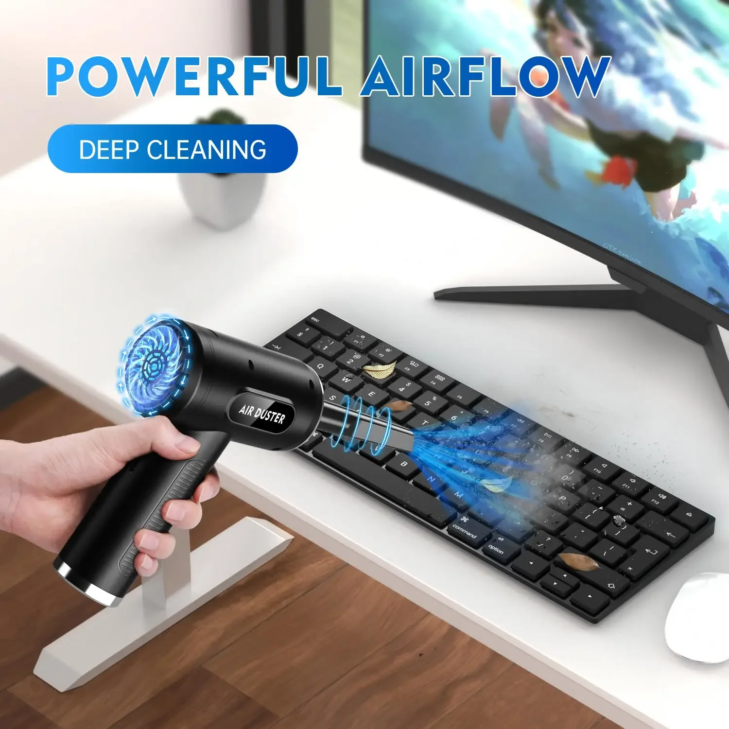 3 In 1 Compressed Air Duster Cordless Dust Blower Rechargeable Blow and Suck Vacuum Cleaner Electric For Computer Keyboard Sofa