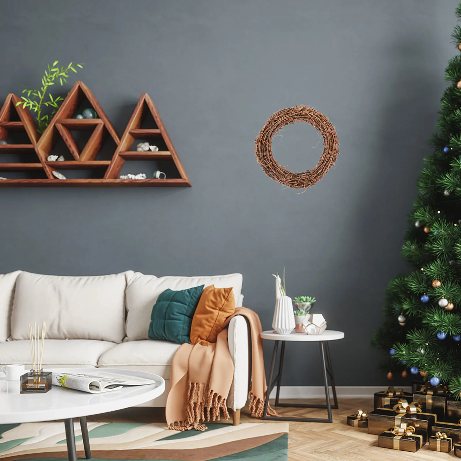 5 قطعة إكليل الروطان دائرة لتقوم بها بنفسك حلقة الكرمة لباب نافذة الجدار الشنق مهرجان عيد الميلاد عيد الهالوين جارلاند المواد الحرفية #2