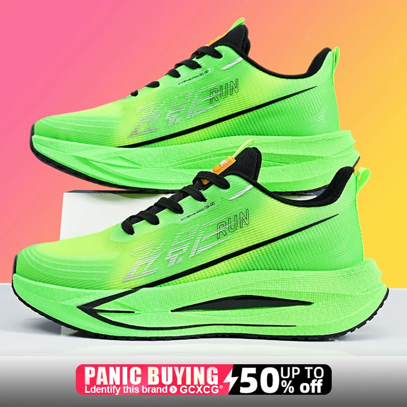 

Men Running Shoes Carbon Board Speciality Marathon Sports Breathable Lightweight Women's Comfortable Athletic Nonskid Sneakers