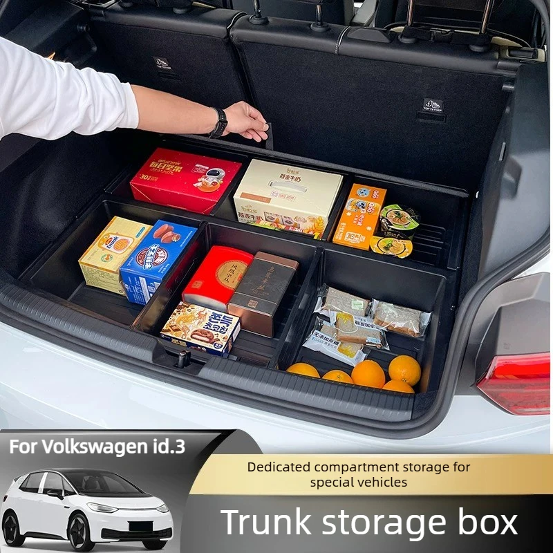 Abdeckbare Kofferraum-Aufbewahrungsbox für Volkswagen ID3, Großräumiger Kofferraum-Organizer mit Abdeckung, Auto-Zubehör