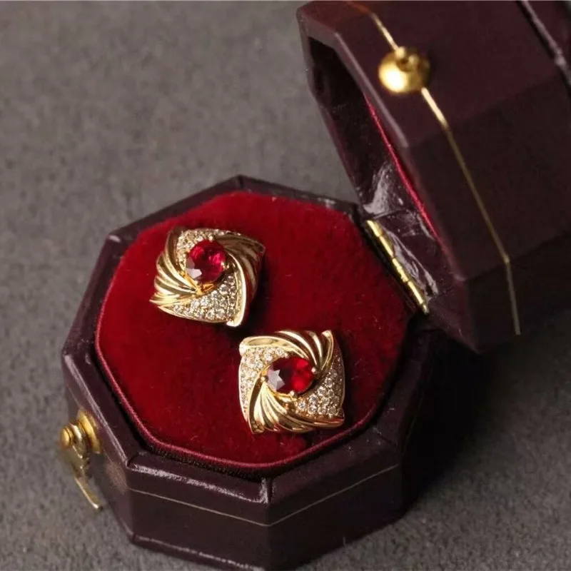 Light Luxury Ruby Fashion High Quality Exquisite Earrings for Women Showy Vintage Fine Jewelry Luxury Daily Earings Stud Jewelry