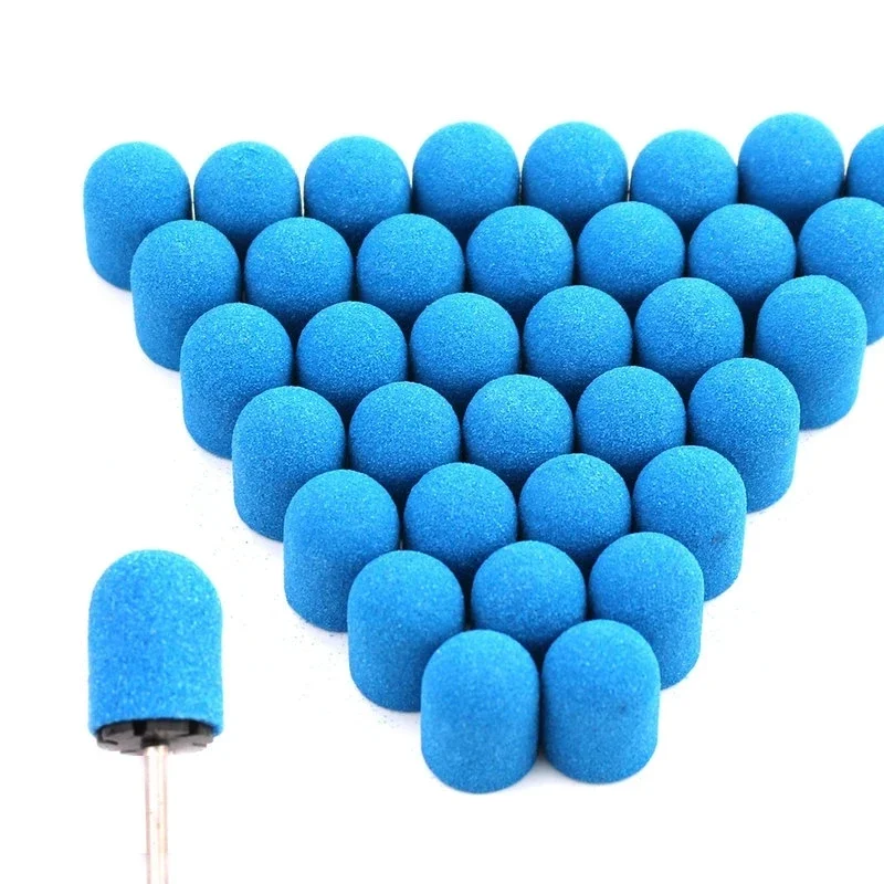 

10Pcs Purple Sanding Caps Nail Art Sanding Bands Block Caps Mandrel Gel Remover Foot Care Cuticle Drill Accessories