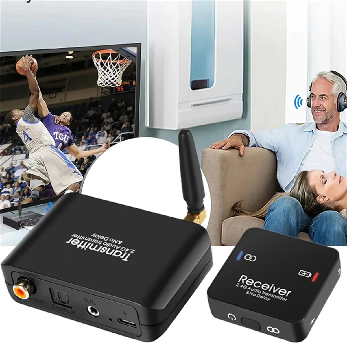 Émetteur et récepteur Sust-audio, adaptateur Audio numérique sans fil sans délai, séparateur d'écran Audio de jeu 2.4G en direct