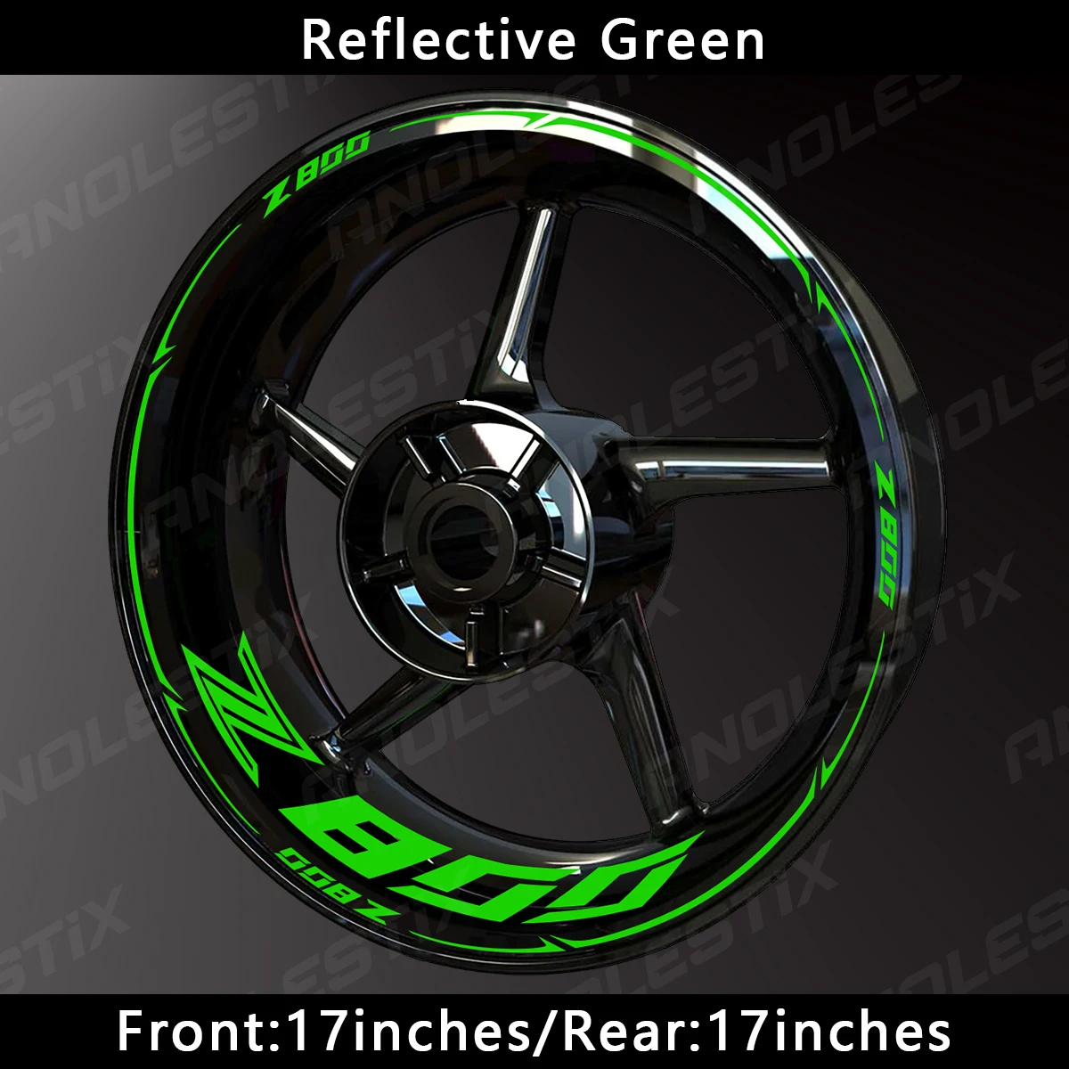 AnoleStix-Reflective Adesivo Da Roda Da Motocicleta, Hub Decal, Rim Stripe Tape para Kawasaki Z800