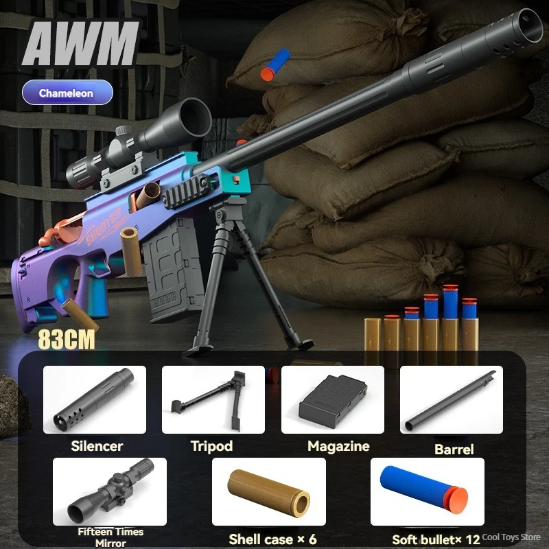 Пистолет для детей AWM 98K, мягкая пуля, игрушечный пистолет, винтовка, снайпер, ручная игрушка, оружие, игры для стрельбы, подарки на день рождения для детей и мальчиков