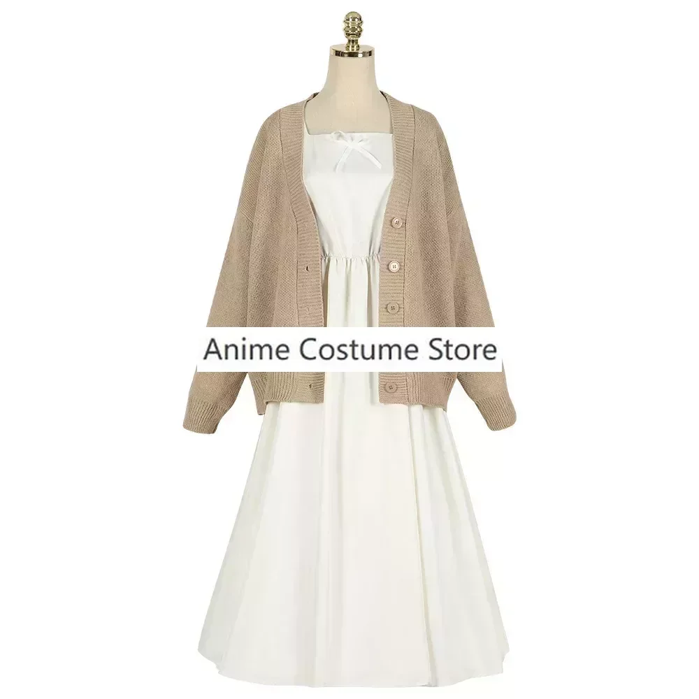 Frieren At The Funeral Anime Frieren Cosplay Costume Halloween Christmas Gift Fancy Long Dress and Knitwear Sweater Wig Set