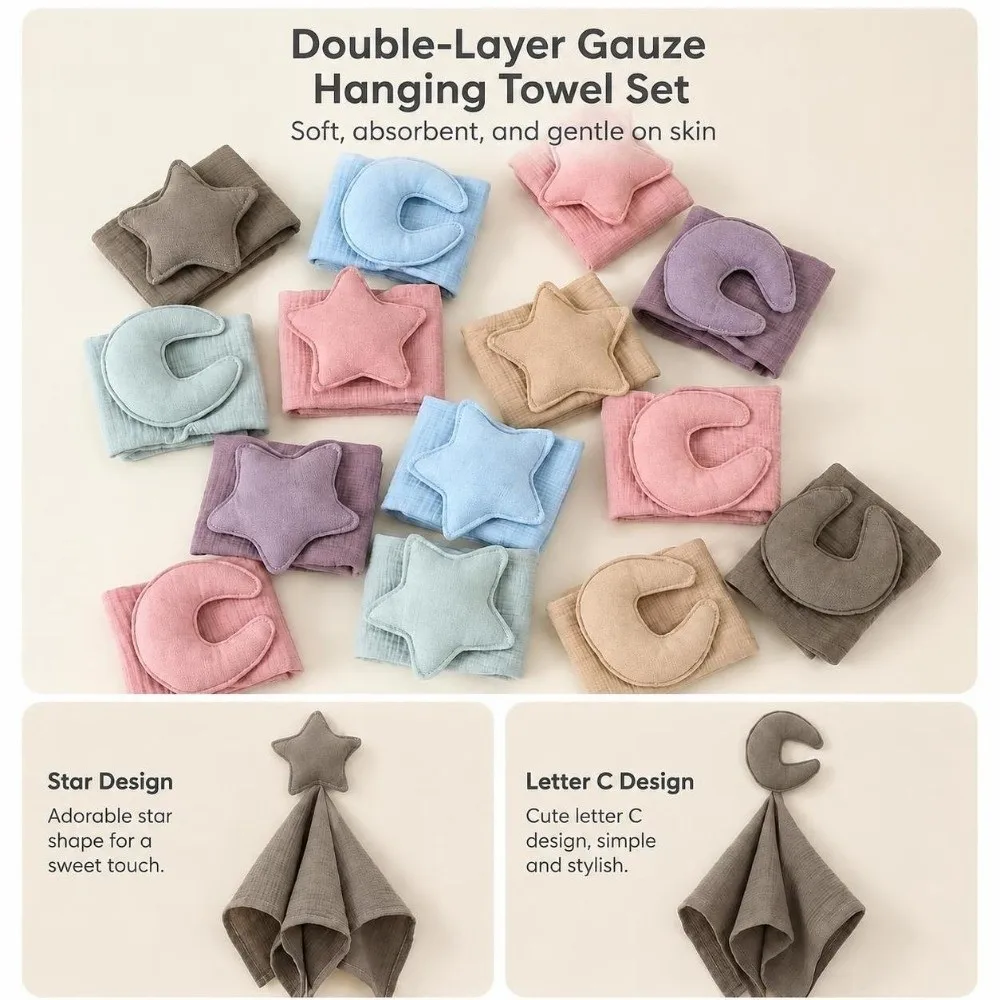 A Class Baby Security Blanket Pure Cotton Star Moon Shape Baby Lovey Doll Chewable Soothing Sleep Companion