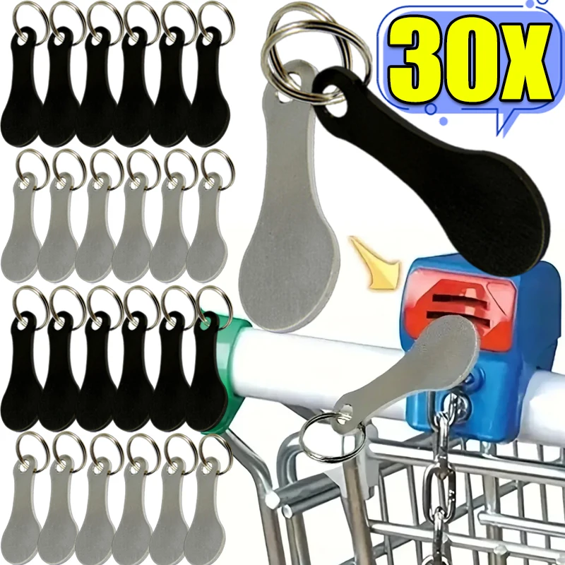 3/30pcs Metal Shopping Cart Tokens Trolley Token Key Ring Decorative Keychain Multipurpose Shopping Portable For Home Outdoor