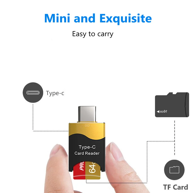 Type-C Card Reader Micro SD TF Card Memory Reading Fast Transfer OTG Card Reader For Samsung Xiaomi Cell Phone PC Laptop