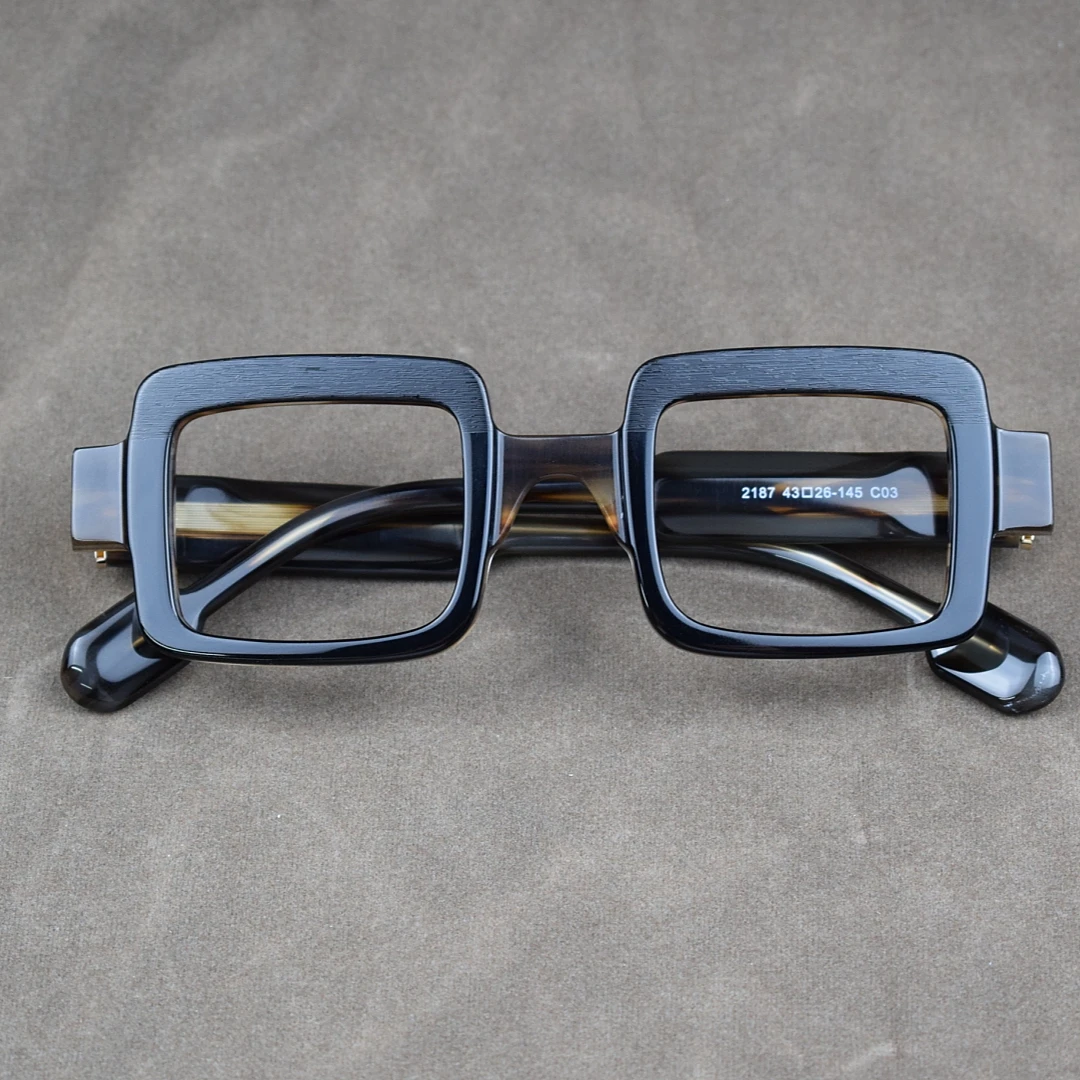 BETSION Retro Square Acetate Eyeglasses Frame Unisex 43mm Full Rim Optical Glasses Frame Custom Prescription Lenses Available