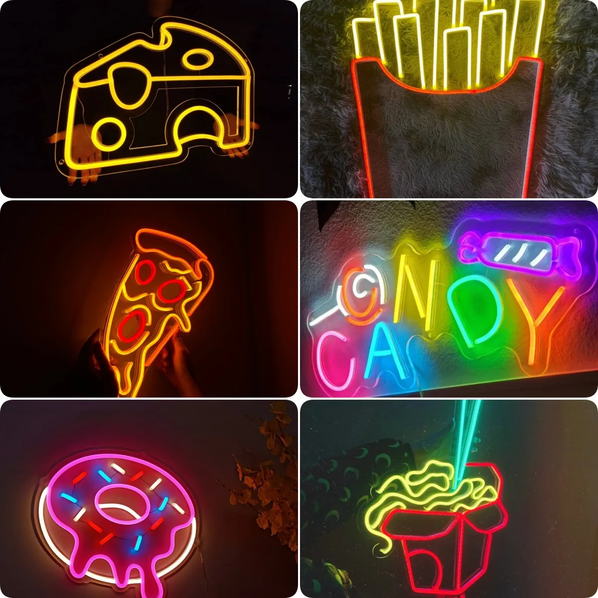 Pizza Doughnut Neon Sign Night Lamp For Home Bar Beer Window Decoration Shop Restaurant Advertising Fast Food Wall Led Neon Sign