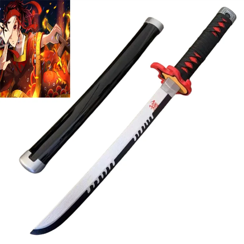 Kimetsu No Yaiba Cosplay God of Fire Bamboo 24inch Assembled Sword Katana Demon Slayer 60cm Kamado Tanjirou Model
