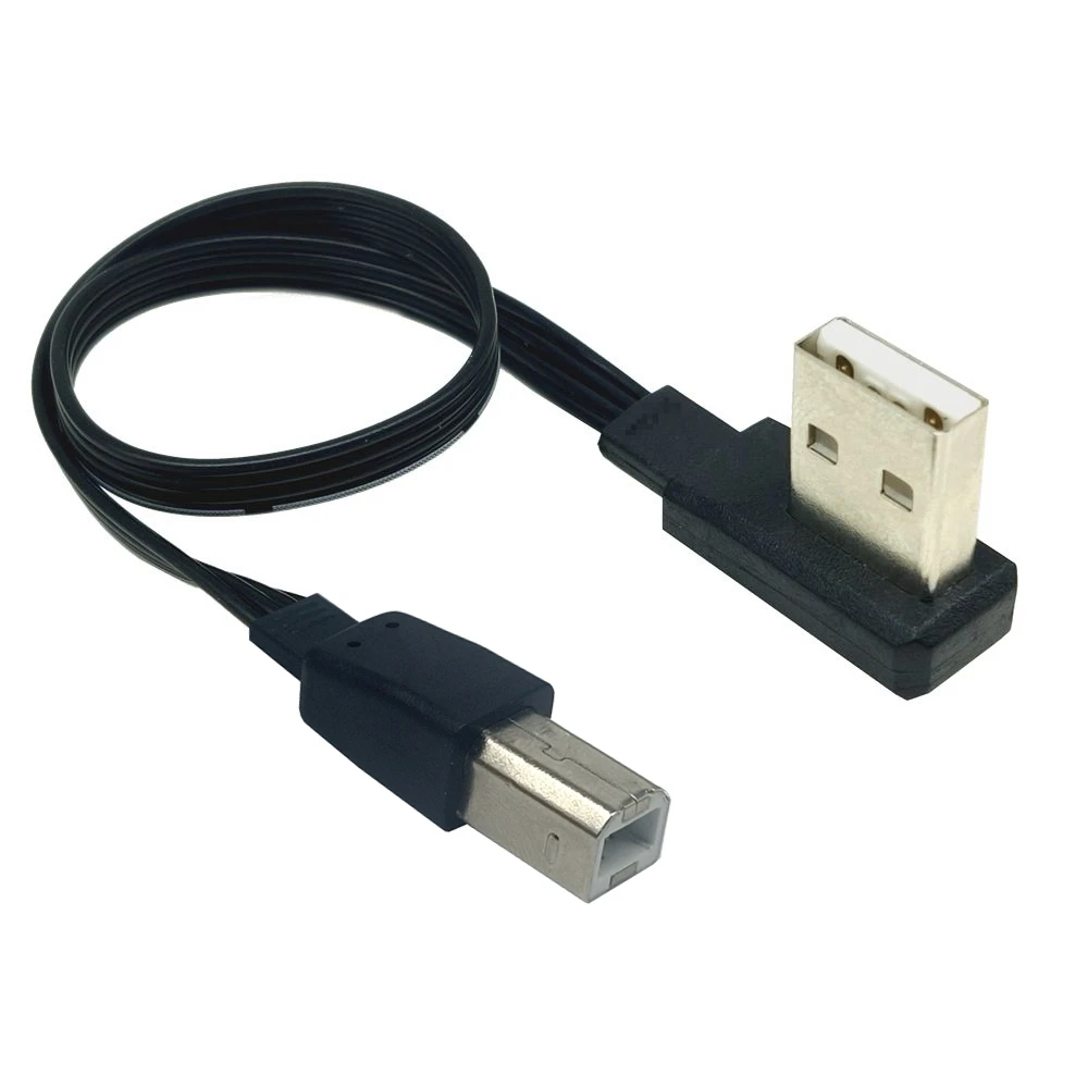 

Flexible Compact USB 2.0 Type A Male to B Male ( AM to BM ) Adapter Converter Short Data Cable Cord for Epson Printer Black 0.2m