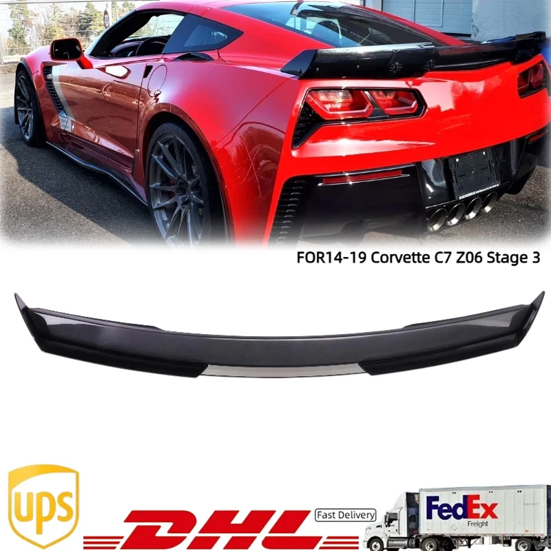 

3-Stage For Corvette C7 2014-2019 Rear Trunk Lip Wing Spoiler Rear Wing Cover High Wing Car Tailgate Flap Decoration