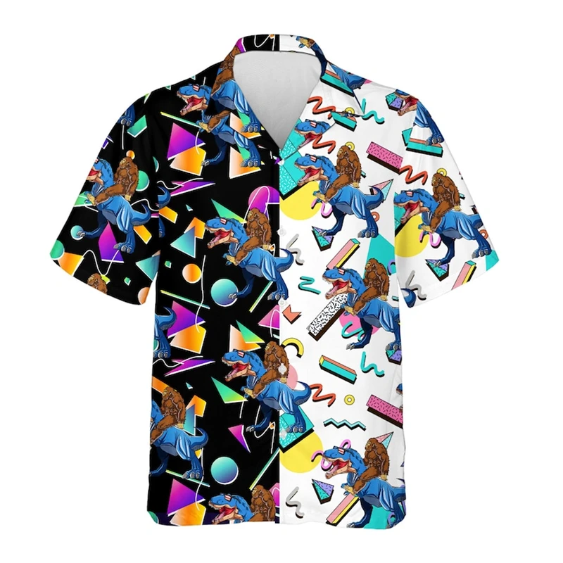 Funny Hawaiian Shirt For Men 3d Music Cat Print Beach Sweatshirt Street Designer Short Sleeved Shirt High Quality Men\'s Clothing