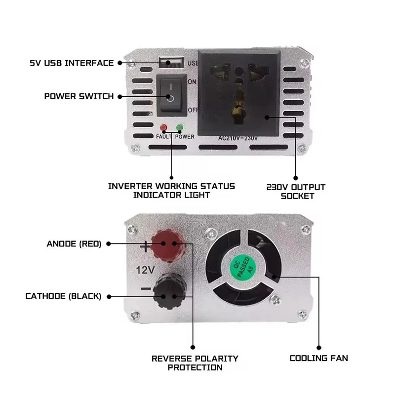 Portable Pure Sine Car Wave Inverter DC 12 V Volt 24V To AC 220V 220W 500W 1000W Power Bank Converter Solar Correction Wave view 5