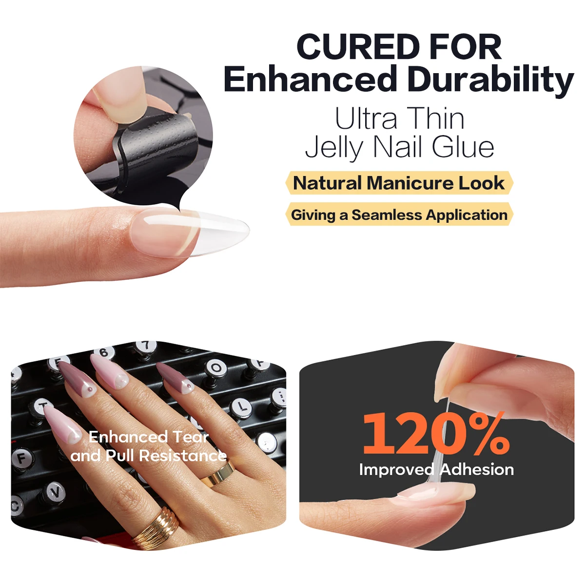 غراء أظافر جيلي بالأشعة فوق البنفسجية من BRIDGESOUND: ملصقات 480/360/240/120 (20/15/10/5 ورقة)، غلاف معالجة مطور بالفيلم الأسود 16X، جوانب قوية #4