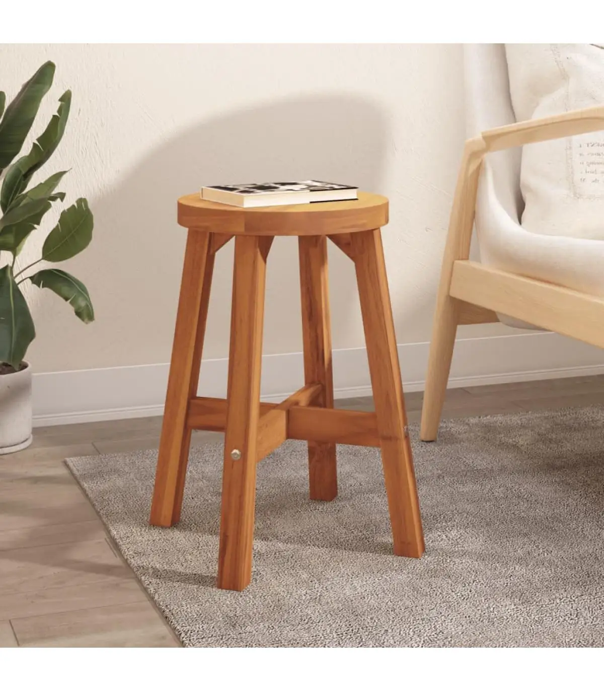 Stools and Folding Chairs Round Stool Solid Wood acacia Brown 38x38x45 cm