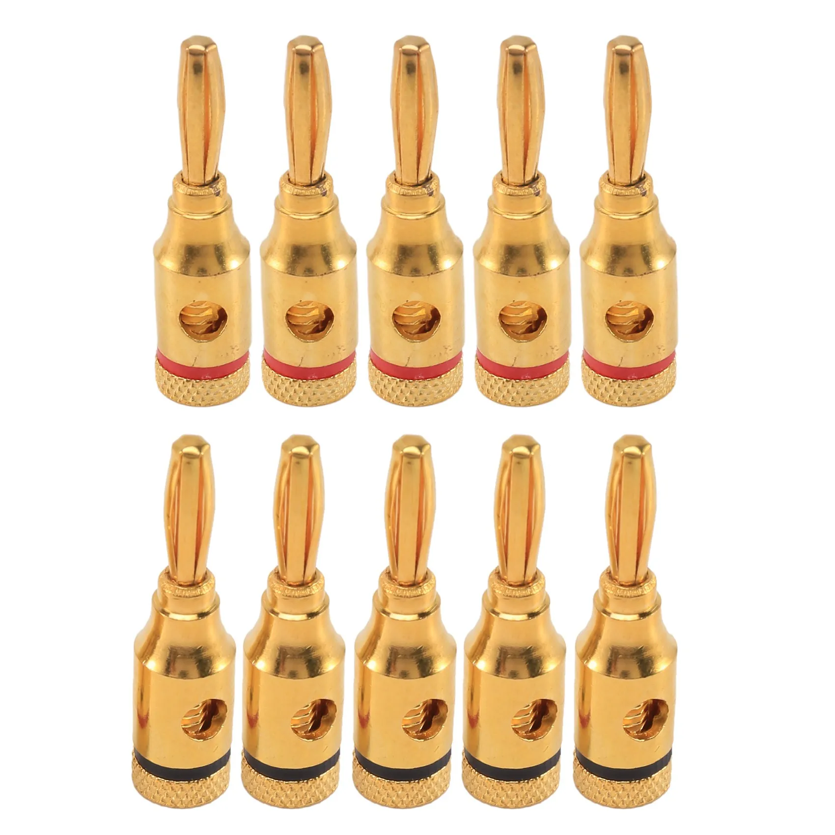 Open Screw Type Banana Plugs, conectores, 5 Pares